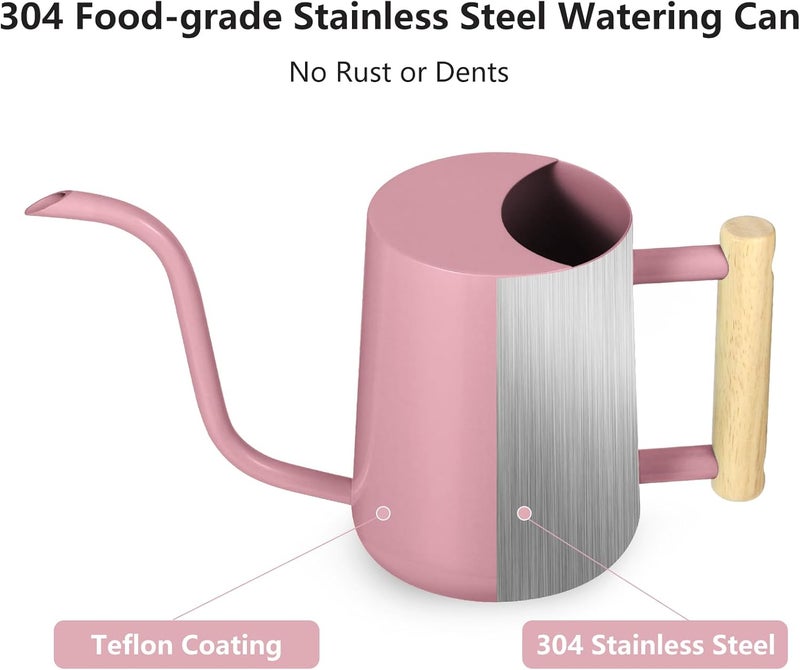 GUKJOB Watering Can Indoor Plants, 35oz Small Indoor Stainless Steel Metal Watering Can Modern Decorative Watering Pot with Long Spout for Indoor House Plant Bonsai Garden Flowers (Pink) - Image 5